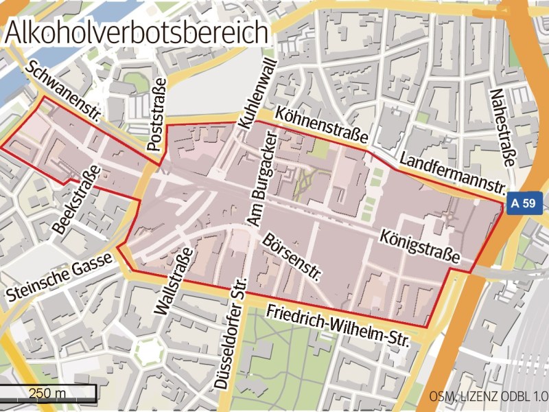 Von der Schwanenstraße bis zum Ende der Königstraße darf kein Alkohol mehr in der Öffentlichkeit getrunken werden.
