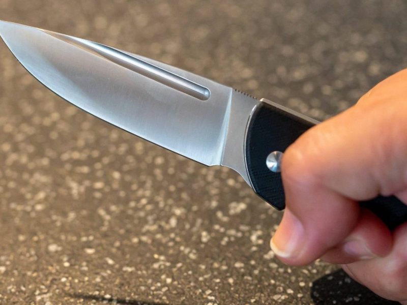 Mann hält Messer in der Hand
