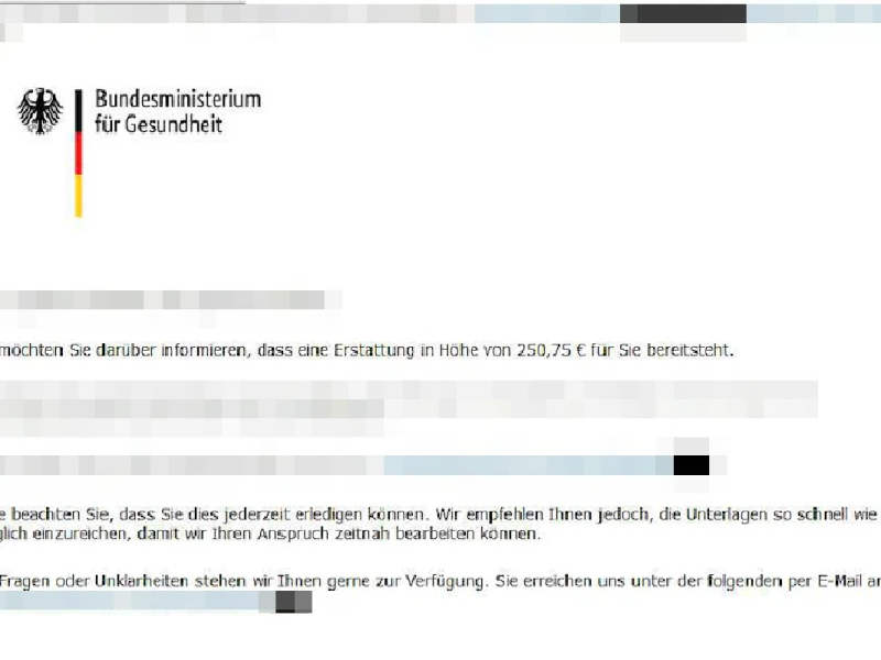 Mail angeblich vom Gesundheitsministerium