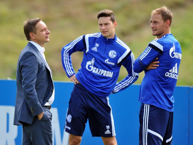 Draxler, Heldt und Höwedes während es S04-Trainings.