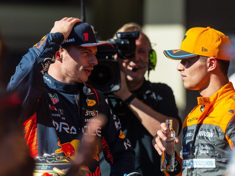 Formel 1: Max Verstappen im Gespräch mit Lando Norris.