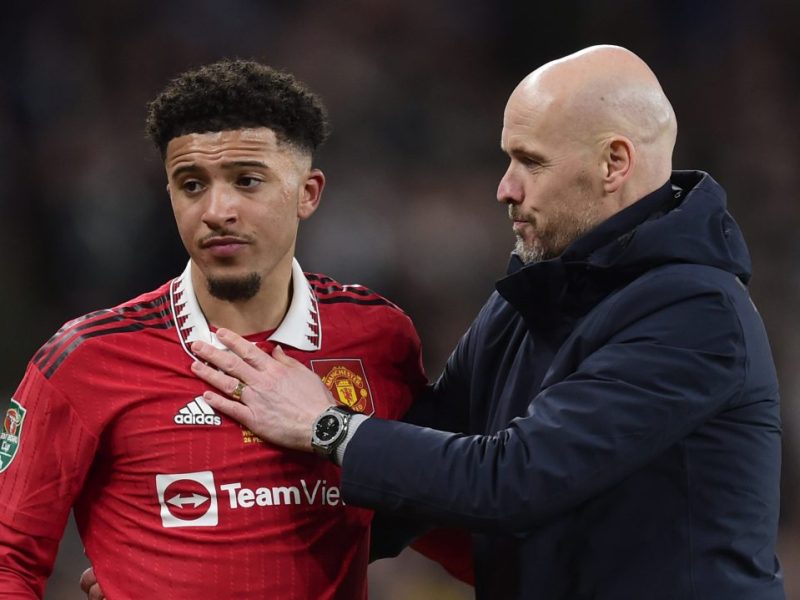 Jadon Sancho und Erik ten Hag gehen sich aus dem Weg.