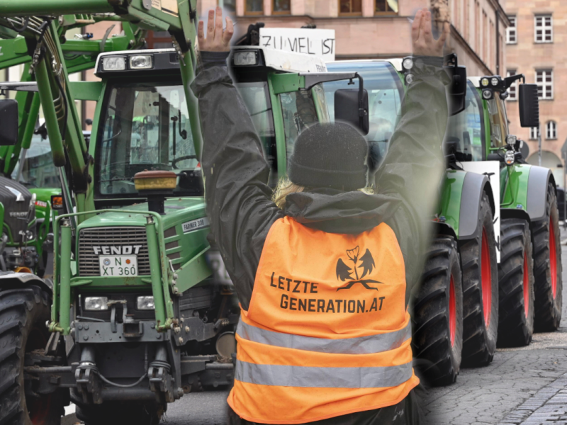 Letzte Generation und Bauern.