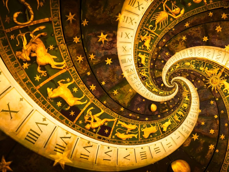 Wirbel aus Sternzeichen Symbolen.