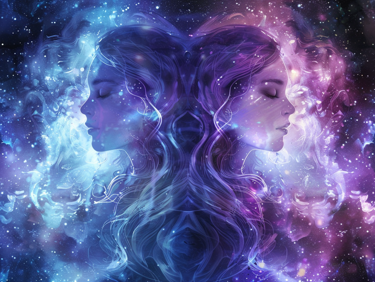 Zwei Frauen bilden das Sternzeichen Zwilling.