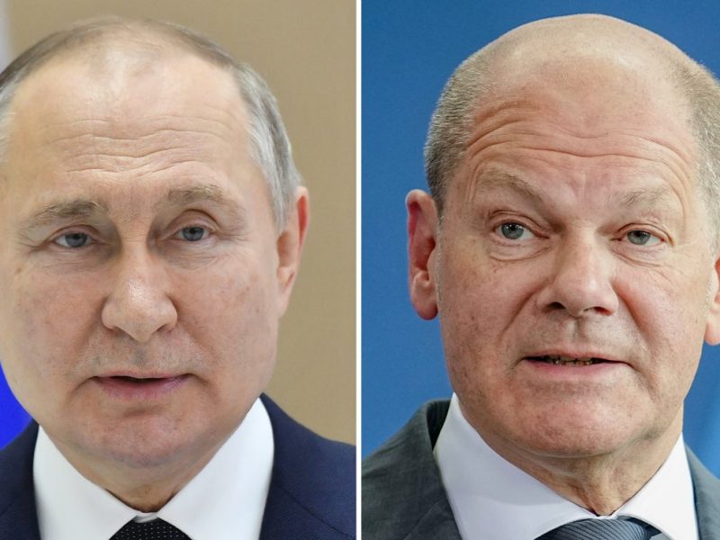Wladimir Putin und Olaf Scholz.