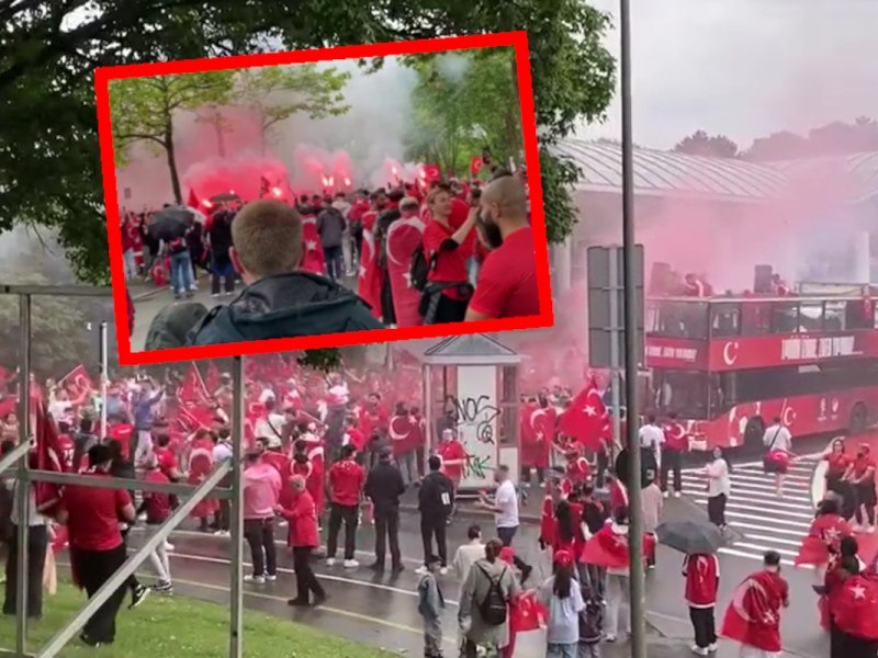 Die Türkei-Fans ließen es vor dem Spiel gegen Georgien ordentlich krachen.