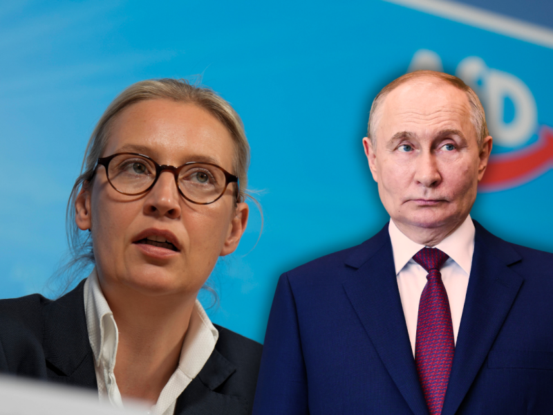 Bildmontage von Alice Weidel und Wladimir Putin.