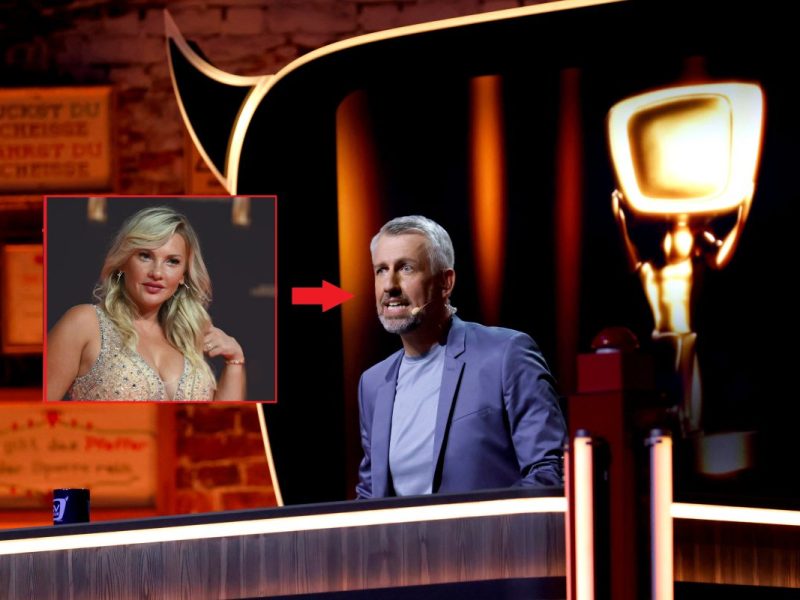 „TV Total“: Evelyn Burdecki kommt Sebastian Pufpaff verdächtig nahe.